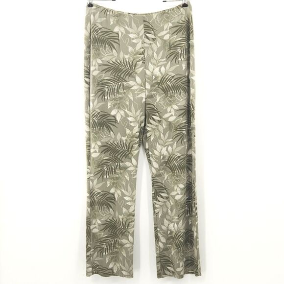Chicos Easywear Pull On Pants Size 1 Short Slinky Liquid Knit Ferns Wide Leg - Picture 1 of 9